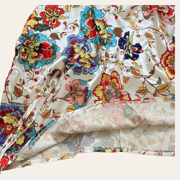 Womens Cut Out Mini Dress Large Cotton Flower Red Pink Floral Print No Stretchy - Picture 8 of 16